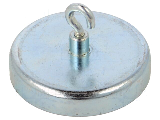 Magneet: vast; hard ferriet; 280N; 57mm; met haak