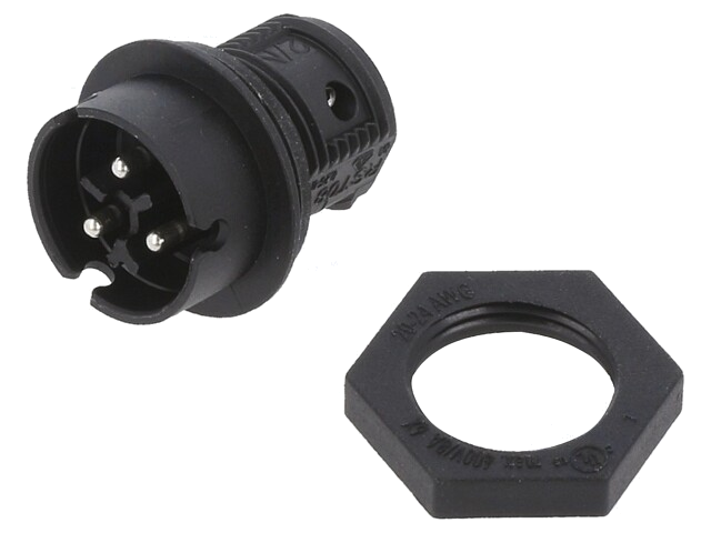 Connector: rond; contact; RST; mannelijk; PIN: 3; verzilverd; 8A