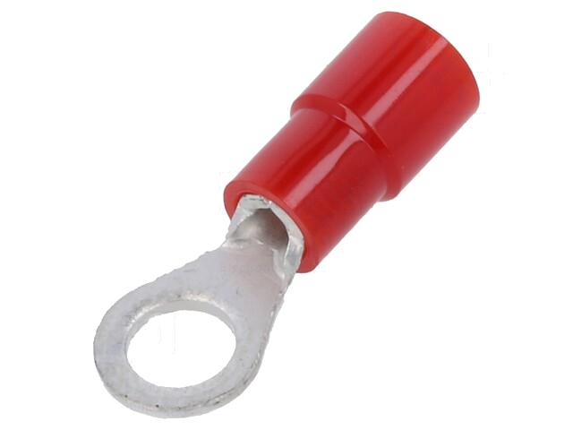 Uiteinde: oog; M4; Ø: 4,3mm; 0,3÷1,65mm2; klemmen; voor draad; rood