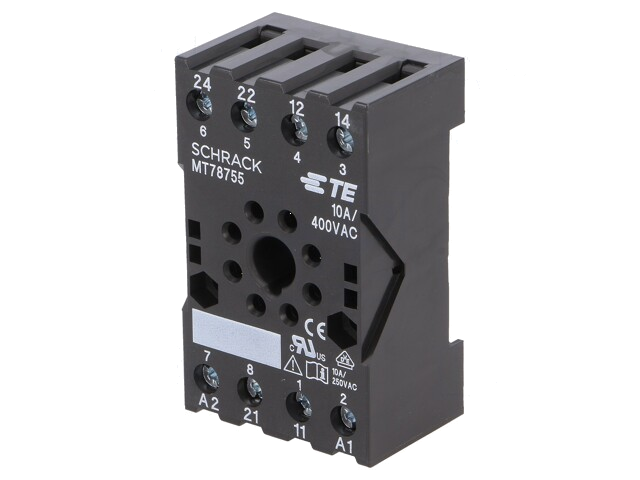 Socket; PIN: 8; 10A; 400VAC; H: 26mm; W: 38mm; MT28800; op DIN-rail