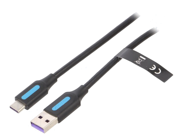 Kabel; USB 2.0; USB-A-stekker,USB-C-stekker; 3m; zwart; 480Mbps