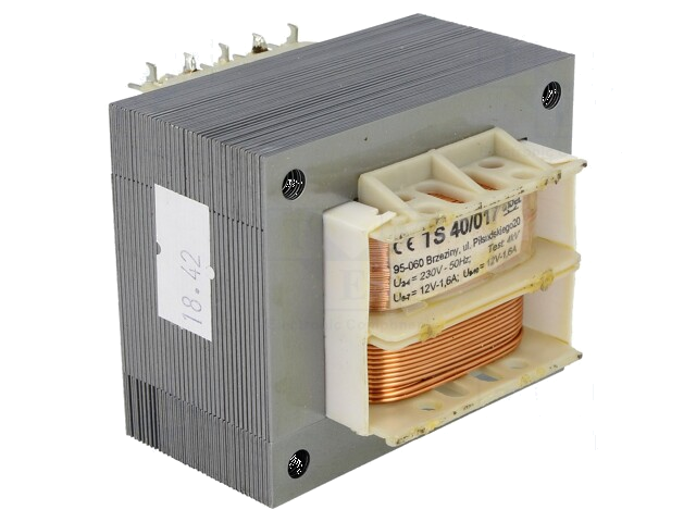 Transformator: netwerk; 40VA; 230VAC; 12V; 12V; 1,6A; 1,6A; IP00