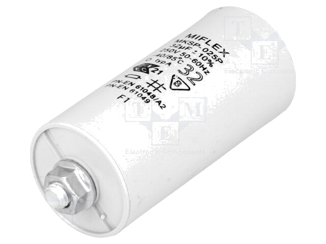 Condensator: voor ontladingslampen; 32uF; 250VAC; ±10%; Ø45x83mm