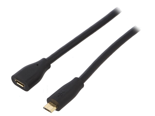 Kabel; USB 2.0; Micro USB B ingang,USB B-microstekker; 5m; zwart