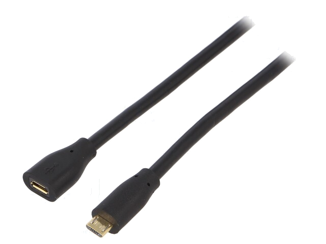 Kabel; USB 2.0; Micro USB B ingang,USB B-microstekker; 3m; zwart