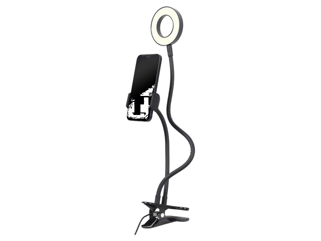 Selfie-houder; zwart; Eigenschappen: met LED-diode; 5W; 1,5m