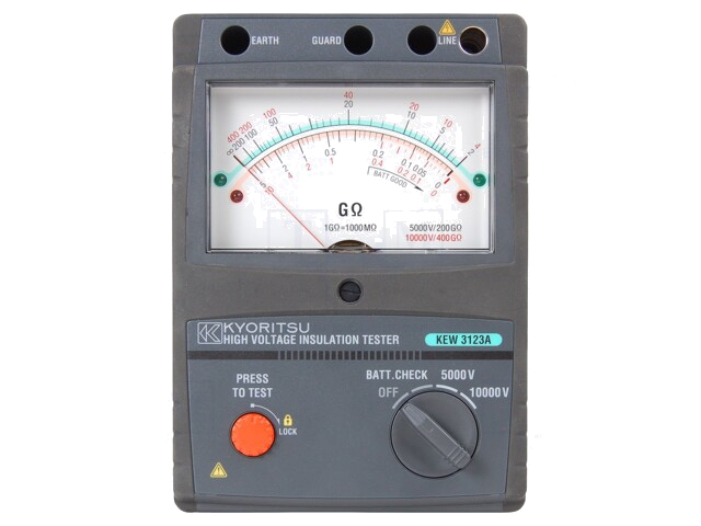 Meter: isolatieweerstand; analoog; 5kV,10kV; 5÷200GΩ,10÷400GΩ