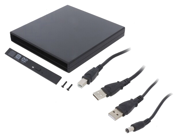 Behuizing voor CD/DVD optische drive; zwart; Eigenschappen: PnP