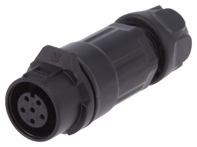 Connector: rond; stekker; maat 12; 02; vrouwelijk; PIN: 6; verguld