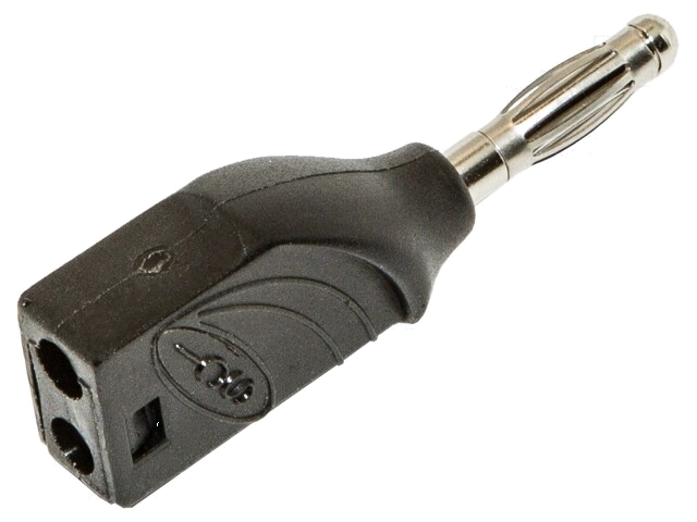 Stekker; banaanstekker 4mm; 15A; 1kVDC; zwart; Niet geïsoleerd