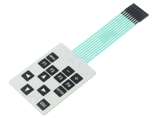 Toetsenbord: membraan-; Aant.knop: 13; W: 54mm; Raster: 2,54mm