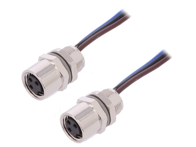 Connector: M8; Lngt: 0,2m; vrouwelijk; PIN: 3; contact; IP67; 60V