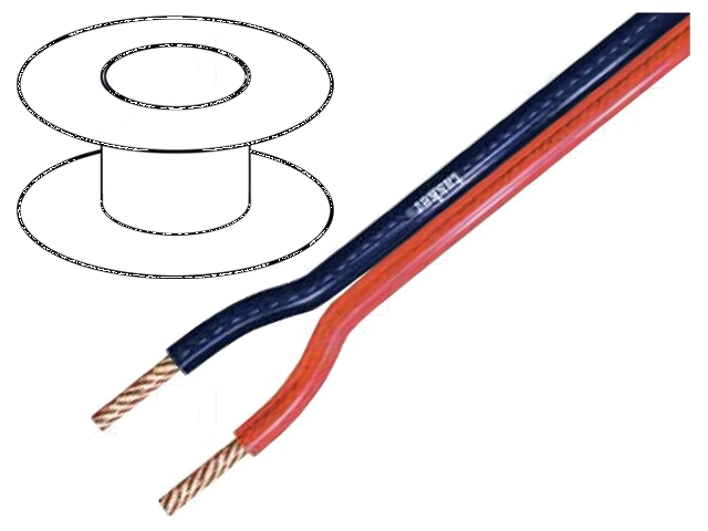 Leiding: voor luidsprekers; 2x4mm2; koord; OFC; niet-afgeschermd