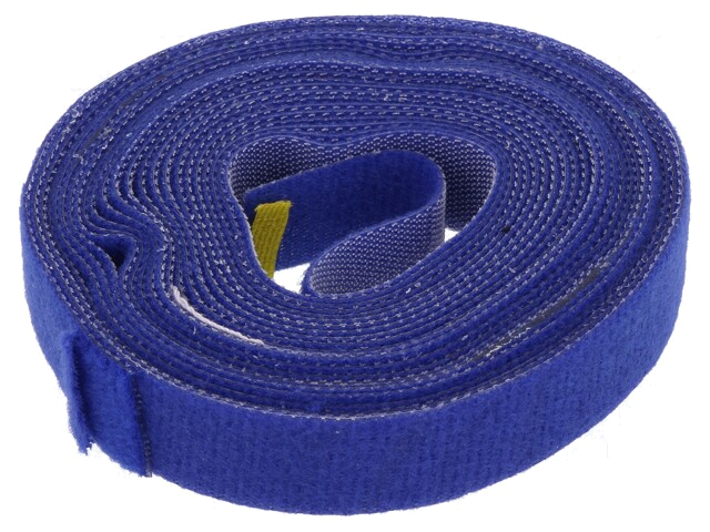 Klittenband kabelbinder; L: 4m; W: 16mm; blauw; rol