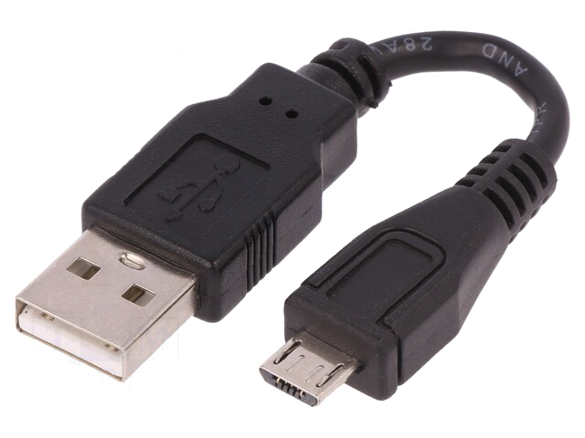 Kabel; USB 2.0; USB-A-stekker,USB B-microstekker; 0,1m; zwart