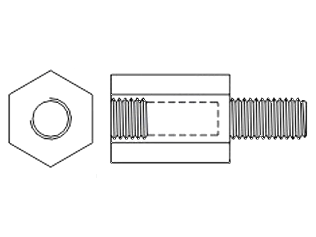 Isolatiebus; Int.schroefdraad: M2,5; L: 45mm; UL94V-2; Lichaam: wit