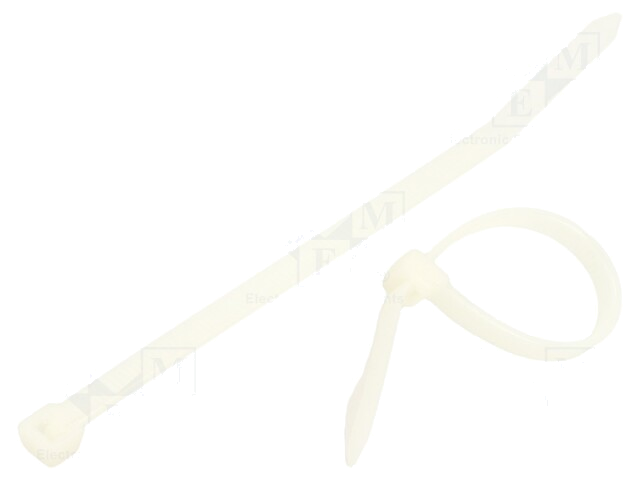 Kabelbinder; L: 120mm; W: 4,8mm; polyamide; 220N; natuurlijk; 100st.