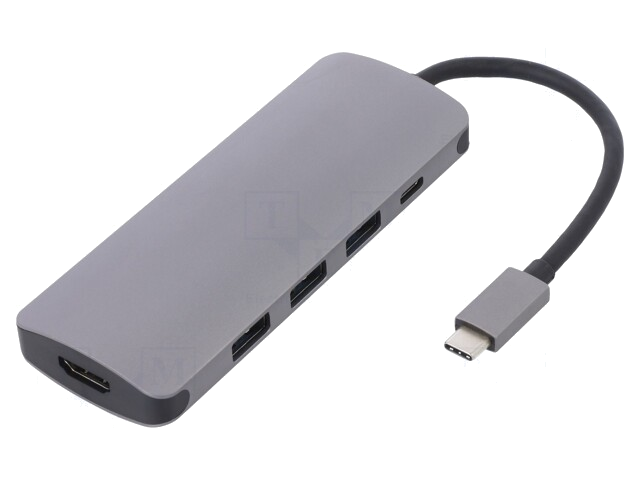 Adapter; USB 3.1; 0,26m; zwart; grijs