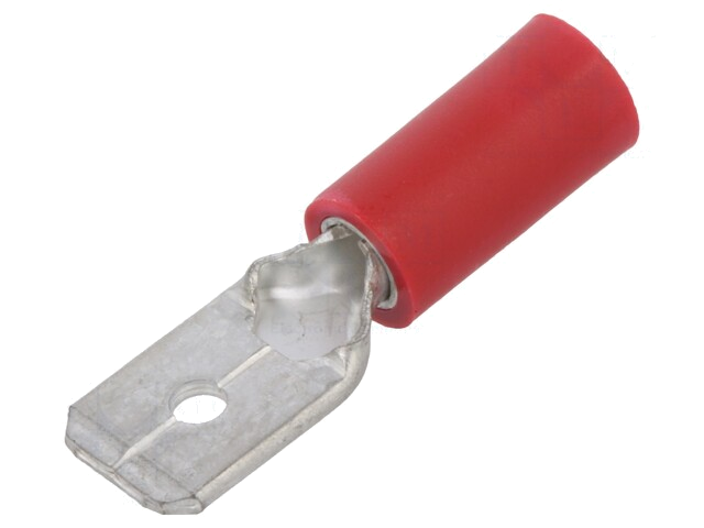 Connector: vlak; 6,3mm; 0,8mm; mannelijk; 0,5÷1,5mm2; klemmen; rood