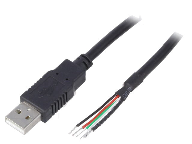 Kabel; USB 2.0; draden,USB-A-stekker; 3m; zwart; Ader: Cu