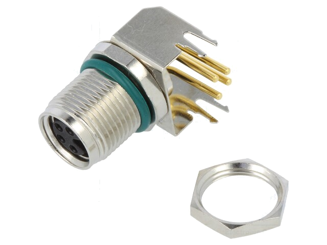 Connector: M8; vrouwelijk; PIN: 4; hoek van 90 °; op PCB; contact