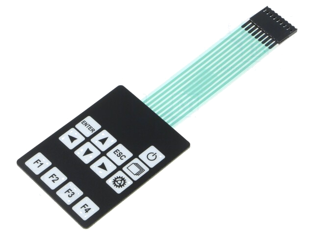 Toetsenbord: membraan-; Aant.knop: 13; W: 54mm; Raster: 2,54mm
