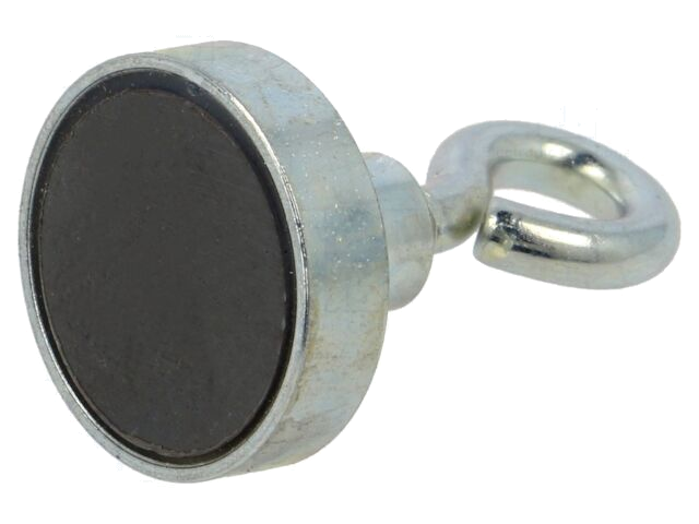 Magneet: vast; hard ferriet; 18N; 16mm; met oog