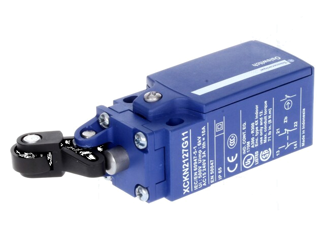 Eindschakelaar; hefboom R 22mm, kunststof rol Ø14mm; NO + NC