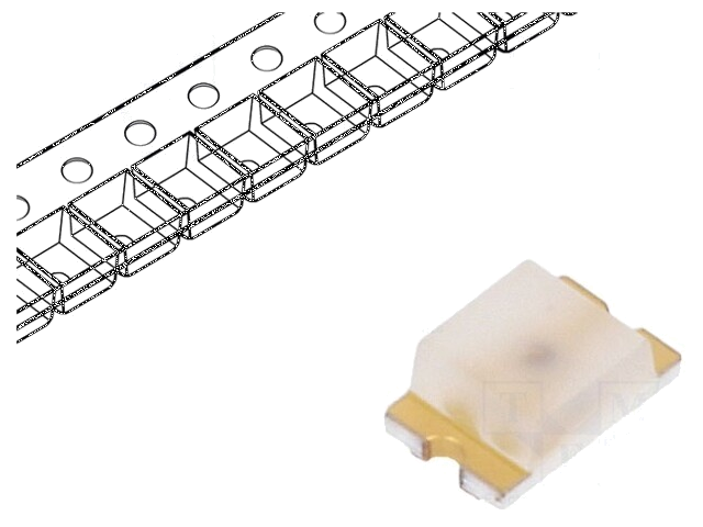 LED; SMD; 0805; rood; 45÷165mcd; 2x1,25x0,8mm; 170°; 2,2÷2,6V; 20mA