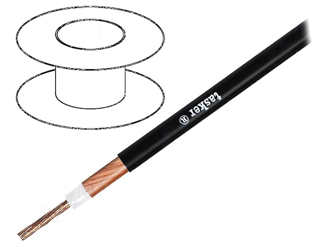Leiding: voor luidsprekers; 1x4mm2; koord; OFC; zwart; coaxiaal
