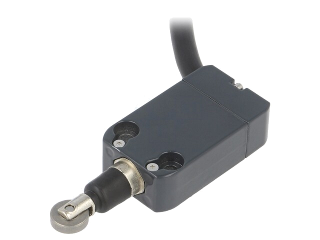 Eindschakelaar; roller van metaal Ø12mm; NO + NC; 10A; kabel 2 m