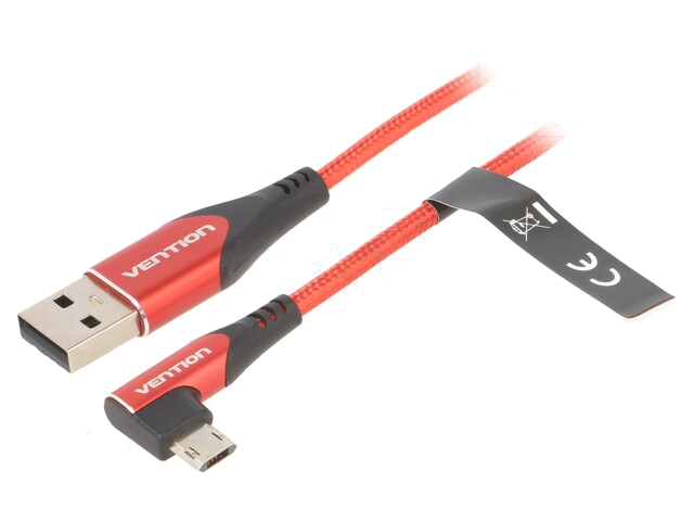 Kabel; USB 2.0; 1m; rood; Ader: Cu,vertinde; 480Mbps; Ødraad: 3,5mm