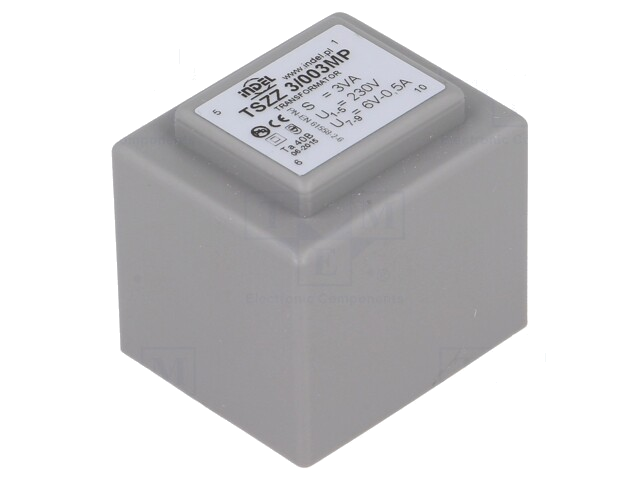 Transformator: ingegoten; 3VA; 230VAC; 6V; 500mA; PCB; IP00; C: 29mm