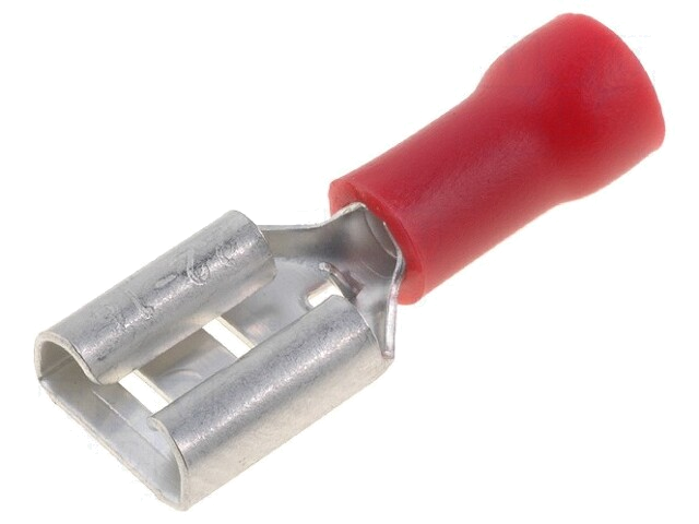 Connector: vlak; 6,3mm; 0,8mm; vrouwelijk; 0,5÷1mm2; klemmen; rood