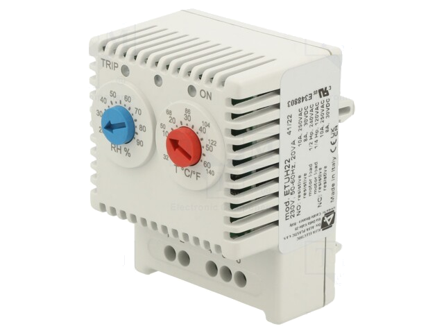 Sensor: temperatuur en vochtigheid; 20÷90%RH; Uvoed: 230VAC; IP20