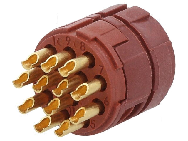 Connector: M23; contactinzetstuk; PIN: 12; solderen; 7A; 100V