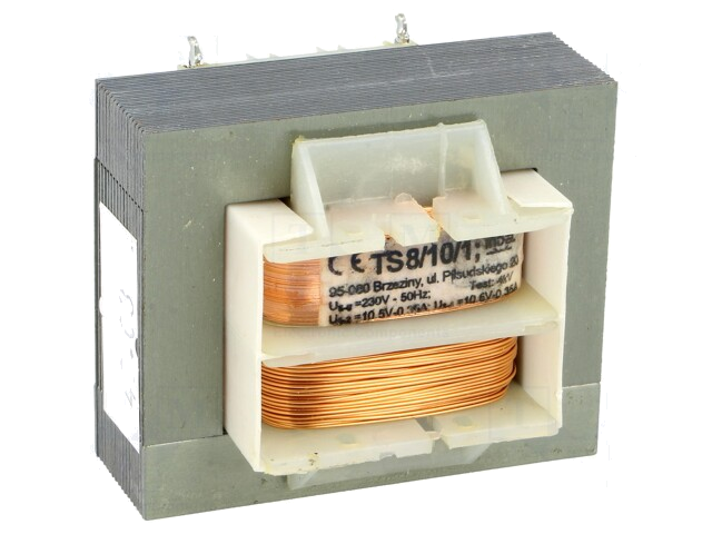 Transformator: netwerk; 8VA; 230VAC; 10,5V; 10,5V; 300mA; 300mA