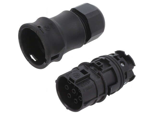 Connector: rond; stekker; RST; vrouwelijk; PIN: 7; verzilverd; 16A