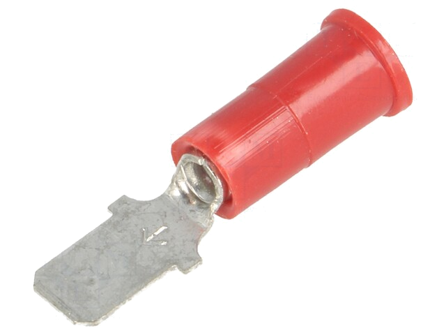 Connector: vlak; 4,8mm; 0,5mm; mannelijk; klemmen; voor draad; rood