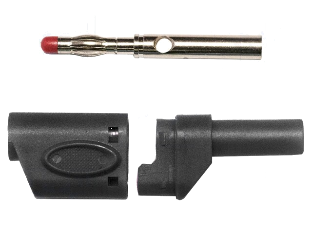 Stekker; banaanstekker 4mm; 45A; 600VAC; zwart; gesoldeerd