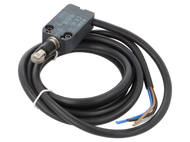Eindschakelaar; roller van metaal Ø12mm; NO + NC; 10A; kabel 2 m