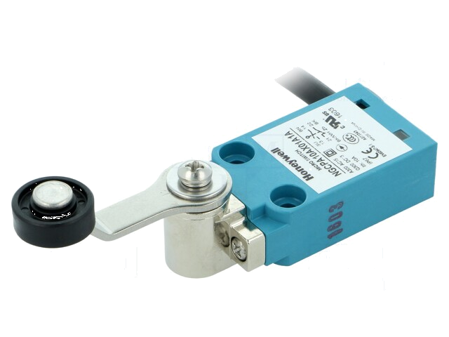 Eindschakelaar; hendel R 40mm, roller van kunststof Ø18mm