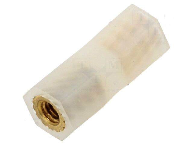 Isolatiebus; Int.schroefdraad: M2,5; L: 15mm; UL94V-2; Lichaam: wit