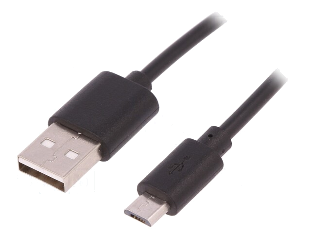 Kabel; USB 2.0; USB-A-stekker,USB B-microstekker; 0,25m; zwart