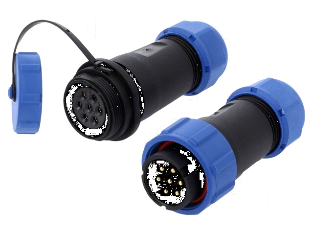 Connector: rond; mannelijk + vrouwelijk; PIN: 7; 3A; IP67; 500V