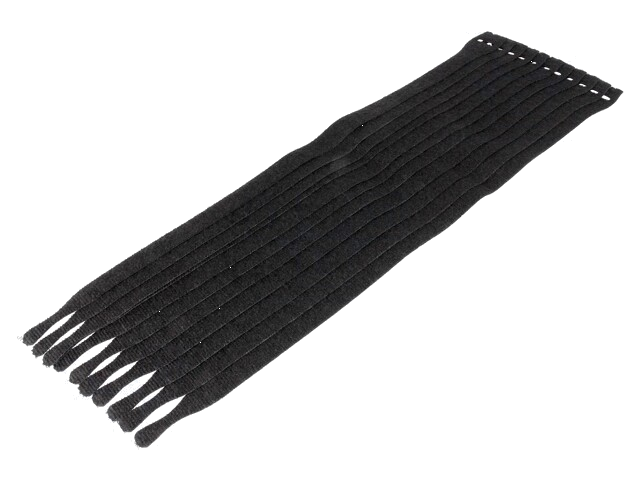 Klittenband kabelbinder; L: 200mm; W: 12,5mm; zwart; 10st; -40÷85°C