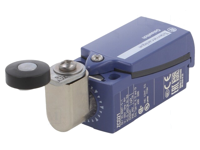 Eindschakelaar; hendel R 33mm, roller van kunststof Ø19mm