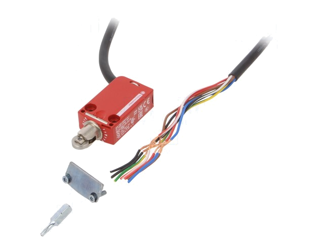 Eindschakelaar; metalen rol Ø11,6mm; NC x2 + NO; 1,5A; kabel 1 m