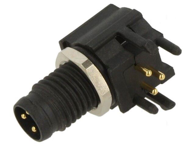 Connector: M8; mannelijk; PIN: 4; hoek van 90 °; voor paneel; 3A