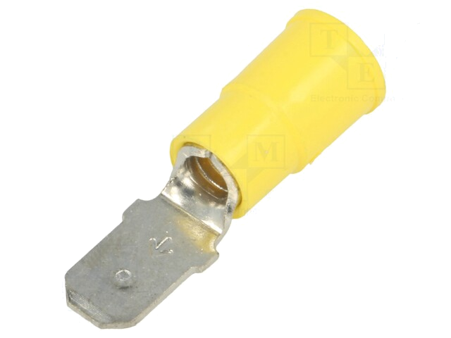 Connector: vlak; 6,4mm; 0,8mm; mannelijk; klemmen; voor draad; geel
